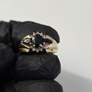 10K Gold Sapphire And Diamond Ring
